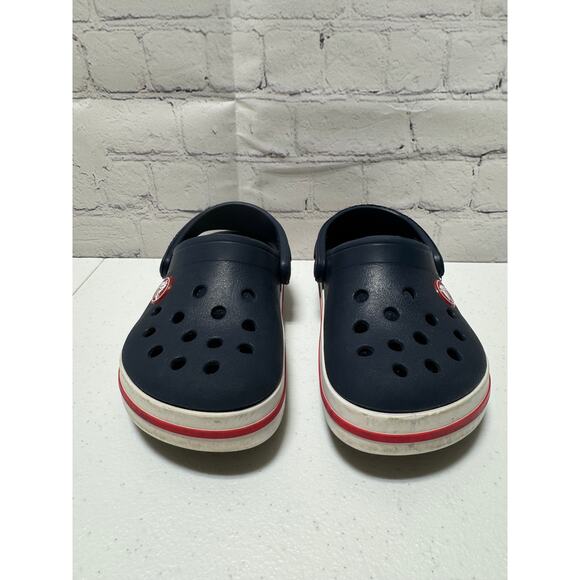 Crocs Crocband Clogs Kid Navy Red Rubber Slip-On Lightweight Casual - C8 - Picture 2 of 9